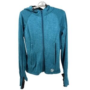Loki Gear Tech Hoodie Women's XS Teal Heathered Full Zip Hoodie Thumbholes